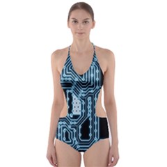 Circuit Pcb Tile Tiling Computer Cut-out One Piece Swimsuit by Pakrebo