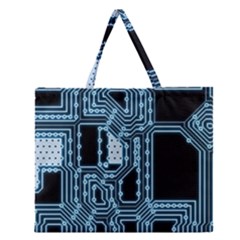 Circuit Pcb Tile Tiling Computer Zipper Large Tote Bag by Pakrebo