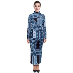 Circuit Pcb Tile Tiling Computer Turtleneck Maxi Dress by Pakrebo