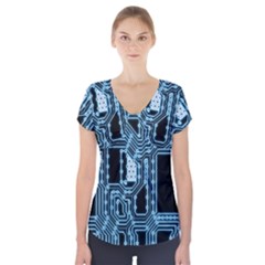 Circuit Pcb Tile Tiling Computer Short Sleeve Front Detail Top by Pakrebo