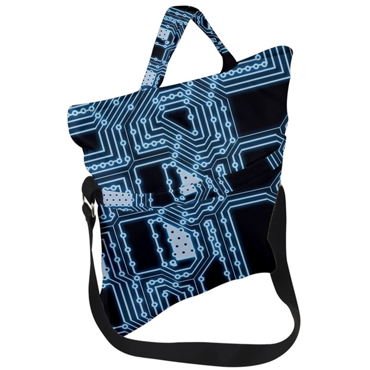 Circuit Pcb Tile Tiling Computer Fold Over Handle Tote Bag