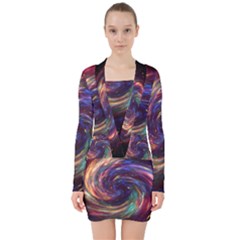 Cassiopeia Supernova Cassiopeia V-neck Bodycon Long Sleeve Dress by Pakrebo