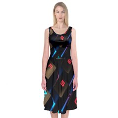 Keyboard Gamer Computer Technology Midi Sleeveless Dress by Pakrebo