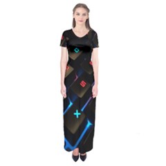 Keyboard Gamer Computer Technology Short Sleeve Maxi Dress by Pakrebo