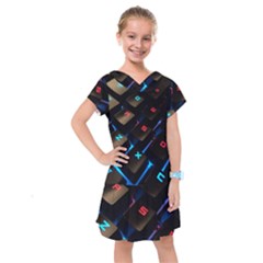 Keyboard Gamer Computer Technology Kids  Drop Waist Dress by Pakrebo