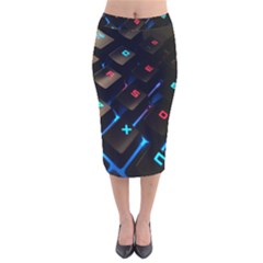 Keyboard Gamer Computer Technology Velvet Midi Pencil Skirt by Pakrebo