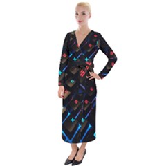 Keyboard Gamer Computer Technology Velvet Maxi Wrap Dress by Pakrebo