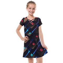 Keyboard Gamer Computer Technology Kids  Cross Web Dress by Pakrebo