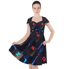 Keyboard Gamer Computer Technology Cap Sleeve Midi Dress by Pakrebo