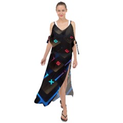 Keyboard Gamer Computer Technology Maxi Chiffon Cover Up Dress by Pakrebo