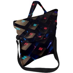 Keyboard Gamer Computer Technology Fold Over Handle Tote Bag by Pakrebo