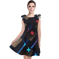 Keyboard Gamer Computer Technology Tie Up Tunic Dress by Pakrebo