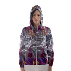 Flora Entwine Fractals Flowers Women s Hooded Windbreaker by Pakrebo