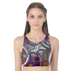 Flora Entwine Fractals Flowers Tank Bikini Top by Pakrebo