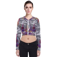 Flora Entwine Fractals Flowers Long Sleeve Zip Up Bomber Jacket by Pakrebo