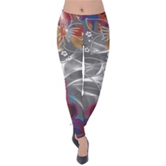 Flora Entwine Fractals Flowers Velvet Leggings