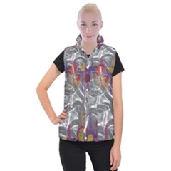 Flora Entwine Fractals Flowers Women s Button Up Vest by Pakrebo