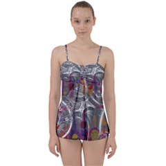 Flora Entwine Fractals Flowers Babydoll Tankini Set by Pakrebo