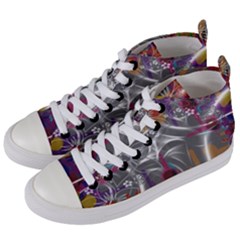 Flora Entwine Fractals Flowers Women s Mid-top Canvas Sneakers by Pakrebo