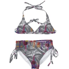 Flora Entwine Fractals Flowers Kids  Classic Bikini Set by Pakrebo