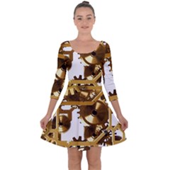 Cogs Gears Tiling Cogwheel Quarter Sleeve Skater Dress by Pakrebo