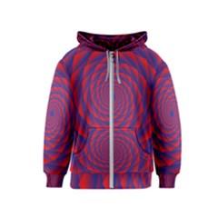 Fractal Rose Blue Red Kids  Zipper Hoodie by Pakrebo