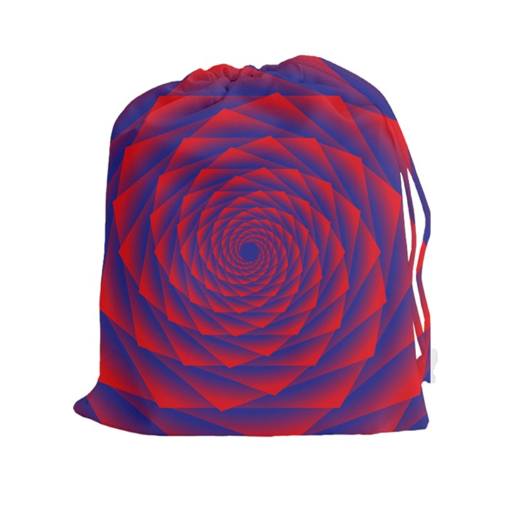 Fractal Rose Blue Red Drawstring Pouch (XXL)