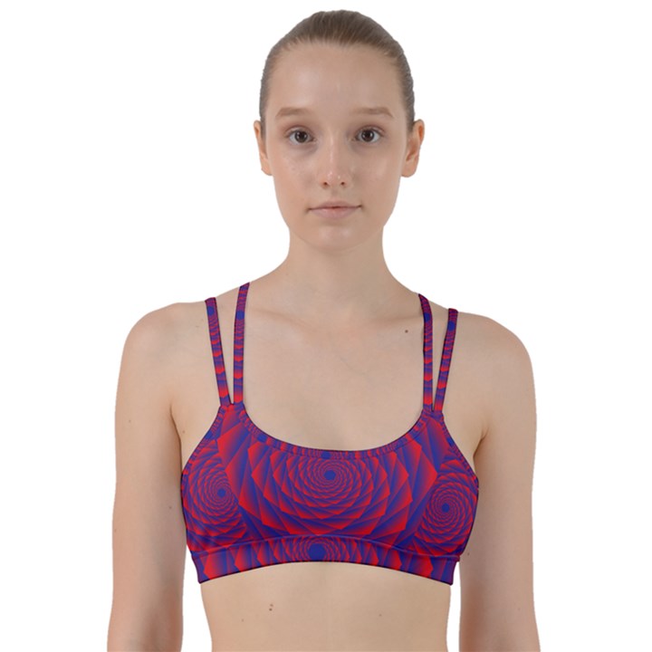 Fractal Rose Blue Red Line Them Up Sports Bra