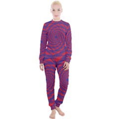 Fractal Rose Blue Red Women s Lounge Set