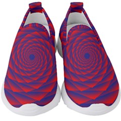 Fractal Rose Blue Red Kids  Slip On Sneakers by Pakrebo