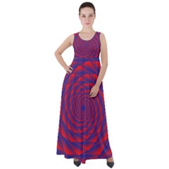 Fractal Rose Blue Red Empire Waist Velour Maxi Dress by Pakrebo