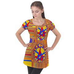 Graphic Design Graphic Design Puff Sleeve Tunic Top by Pakrebo