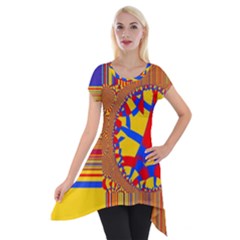 Graphic Design Graphic Design Short Sleeve Side Drop Tunic by Pakrebo