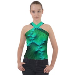 Fractal Maths Design Backdrop Cross Neck Velour Top