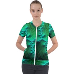 Fractal Maths Design Backdrop Short Sleeve Zip Up Jacket