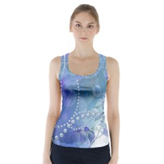 Wonderful Floral Design With Pearls Racer Back Sports Top by FantasyWorld7