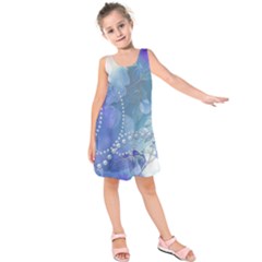 Wonderful Floral Design With Pearls Kids  Sleeveless Dress by FantasyWorld7