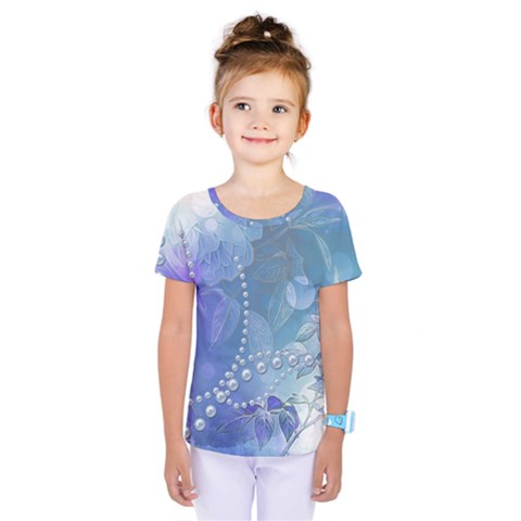 Wonderful Floral Design With Pearls Kids  One Piece Tee by FantasyWorld7