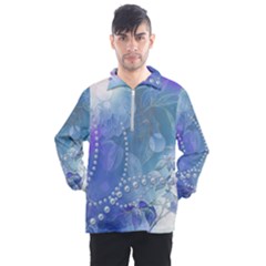 Wonderful Floral Design With Pearls Men s Half Zip Pullover