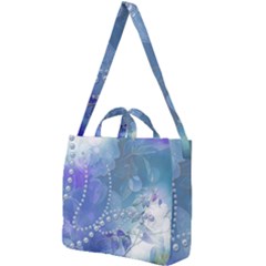 Wonderful Floral Design With Pearls Square Shoulder Tote Bag by FantasyWorld7