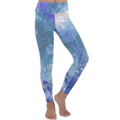 Wonderful Floral Design With Pearls Kids  Lightweight Velour Classic Yoga Leggings by FantasyWorld7