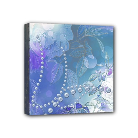 Wonderful Floral Design With Pearls Mini Canvas 4  X 4  (stretched) by FantasyWorld7