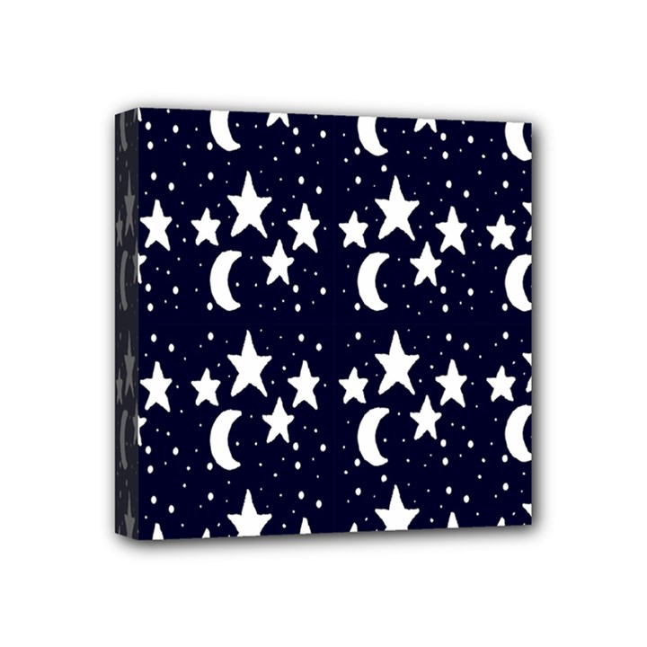 Starry Night Cartoon Print Pattern Mini Canvas 4  x 4  (Stretched)