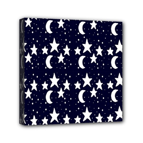 Starry Night Cartoon Print Pattern Mini Canvas 6  X 6  (stretched) by dflcprintsclothing