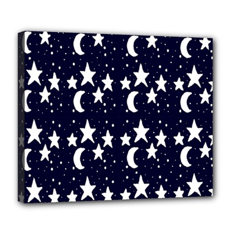 Starry Night Cartoon Print Pattern Deluxe Canvas 24  X 20  (stretched)