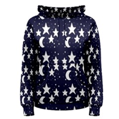 Starry Night Cartoon Print Pattern Women s Pullover Hoodie by dflcprintsclothing