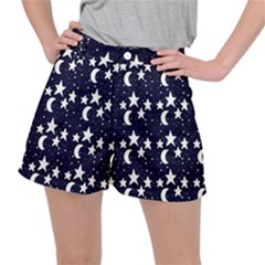 Starry Night Cartoon Print Pattern Stretch Ripstop Shorts by dflcprintsclothing