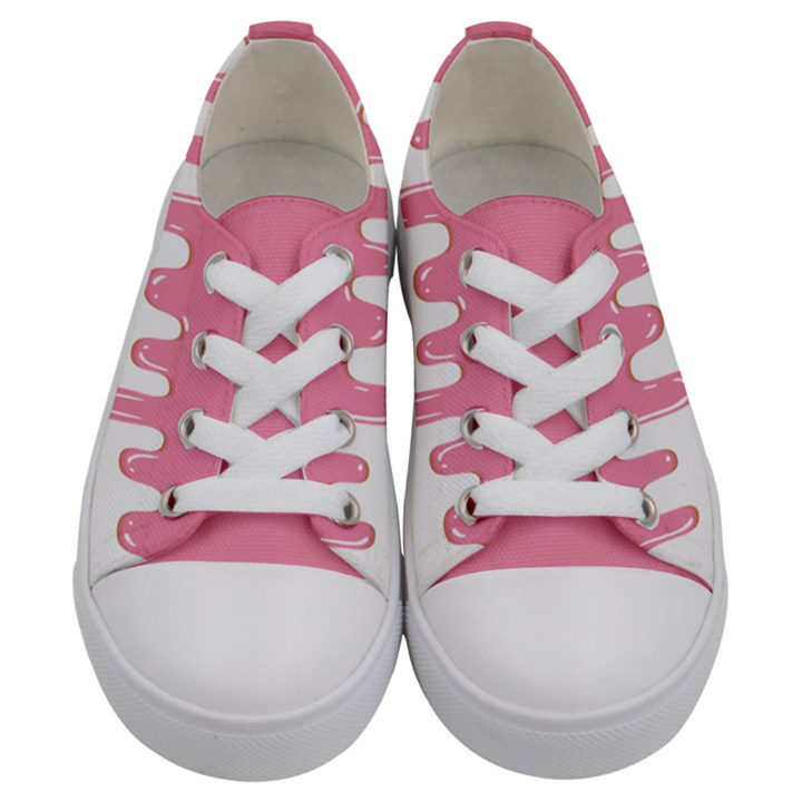 Ice Cream Pink melting background Kids  Low Top Canvas Sneakers