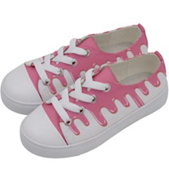 Ice Cream Pink Melting Background Kids  Low Top Canvas Sneakers by genx