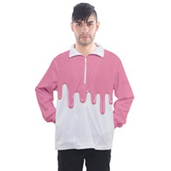 Ice Cream Pink Melting Background Men s Half Zip Pullover by genx